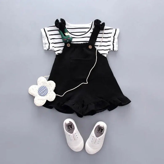 Introducing our exclusive Summer Toddler Girls Striped Top Strap Shorts Set