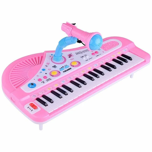 This imaginative Kids Music Keyboard 37 Key Toy Piano with Microphone provides everything tots need to compose beautiful melodies.