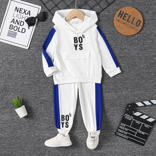 This playful Toddler Boys Letter Patchwork Hoodie Sweater with Pants is perfect for boys aged 18 months to 6 years.