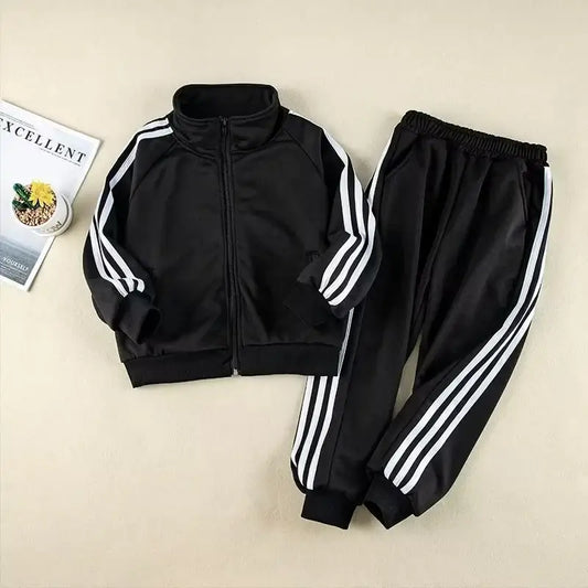 Get your little champ ready for action with this Boys Autumn Striped Sport Jacket and Matching Pants!