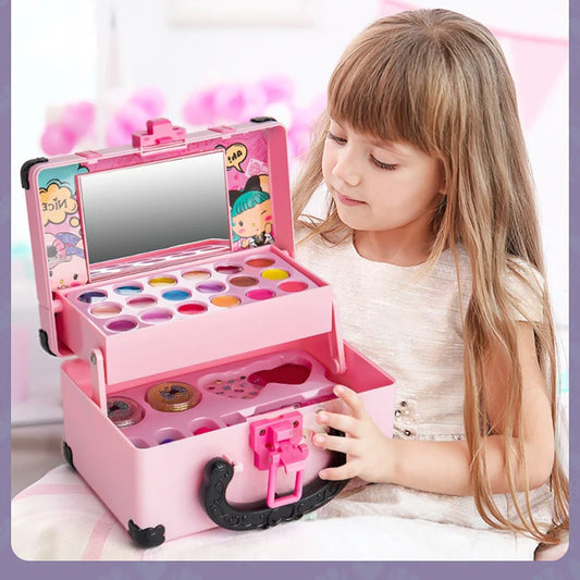 This Girls Pretend Make-Up Beauty Play Set includes everything a little princess could want, from lipstick to nail polish.