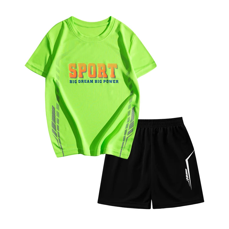 Elevate your young athlete's summer wardrobe with this refined Summer Boys Sports Jersey and Shorts 2PC Set.
