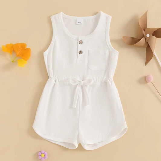 Get your little fashionista ready for summer with our colorful and comfortable Summer Toddler Girls Casual Sleeveless Crewneck Jumpsuit!