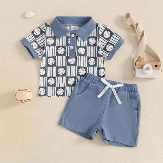 Step up to the plate with our Summer Toddler Boys Baseball Short Sleeve Shirt-Solid Short!