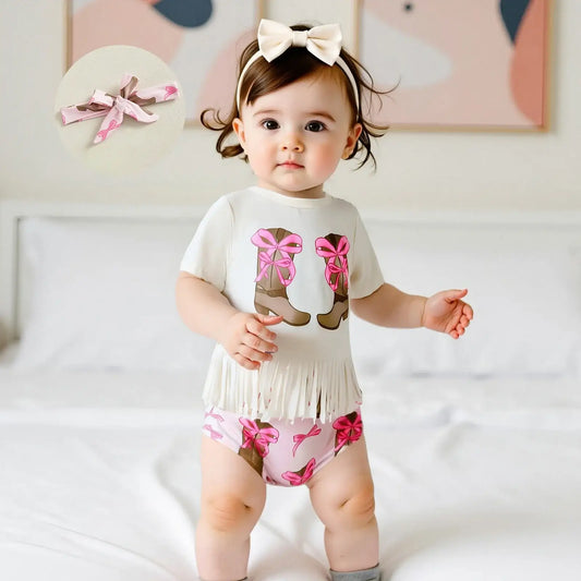 Get your little girl ready for summer in style with our Summer Toddler Girls Tassel T-shirt-Elastic Shorts!