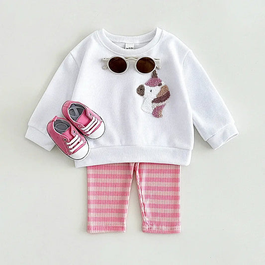 Get ready for some serious cuteness overload with our Toddler Girls Penquin-Unicorn Top with Striped Pants!