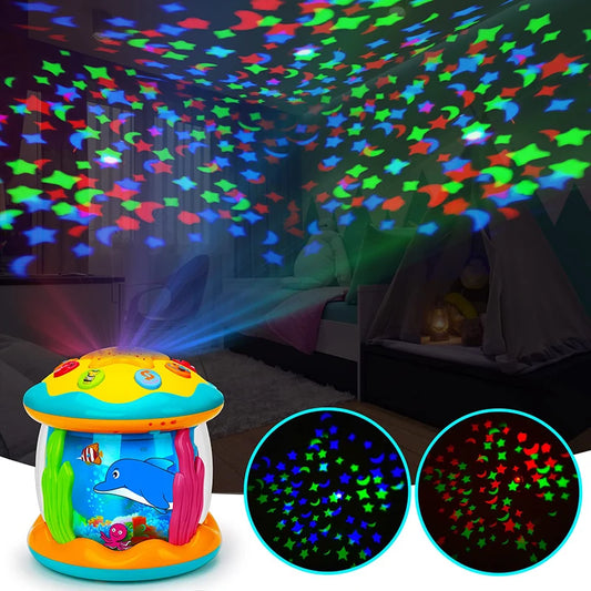 Bring the magical ocean world into your child's room with the Ocean Light Rotary Projector Musical Toy for Toddlers