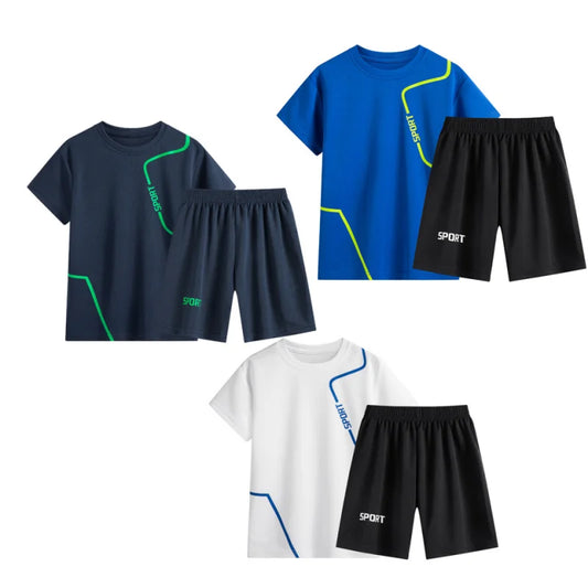 Elevate your young athlete's summer wardrobe with this refined Summer Boys Sports Jersey and Shorts 2PC Set.