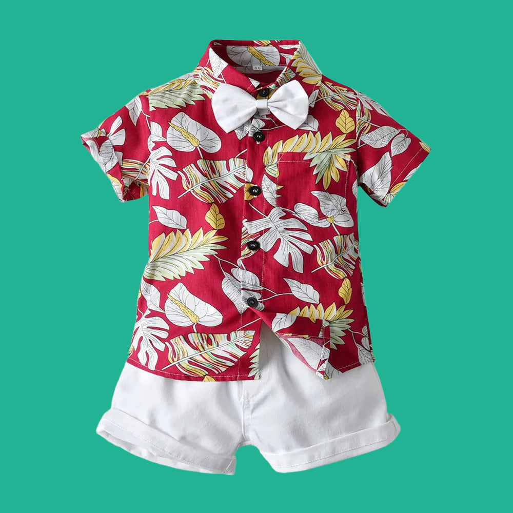 Dress your little one in style with our Summer Toddler Boys Hawaiian Shirt & Matching Shorts set!