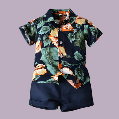 Dress your little one in style with our Summer Toddler Boys Hawaiian Shirt & Matching Shorts set!