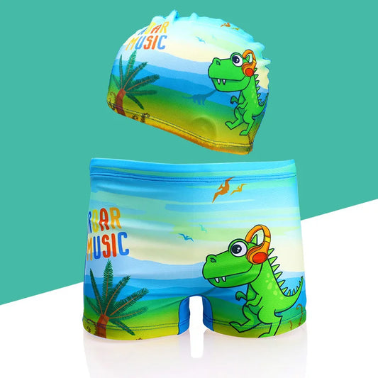 Dive into fun with our Boys Summer Beach Swimming Trunks & Cap Set for ages 2-12. Perfect for active kids, made from durable polyester.