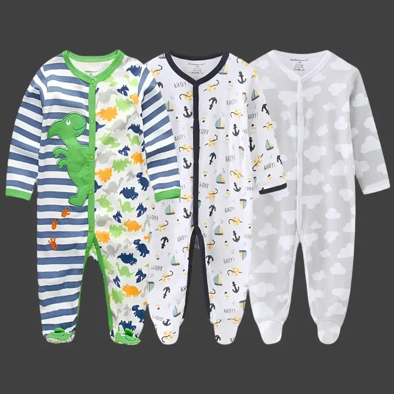 Snuggle up in style with our Autumn Newborn Footed Sleepers! Made with soft, breathable cotton.