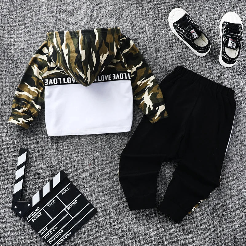 Autumn Boys Camouflage Long Sleeve Hoodie & Pants