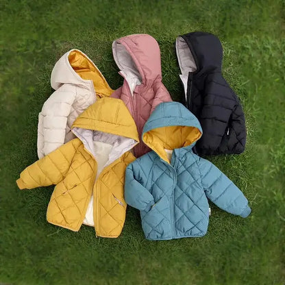 Keep your little adventurers snug and stylish with these Kids Autumn Winter Down Padded Hooded Jackets. Packed with 80% down and comfy cotton filling, they’re basically wearable marshmallows.