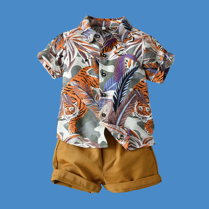 Summer Toddler Boys Hawaiian Shirt & Matching Shorts