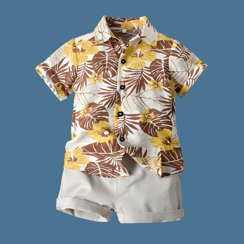 Dress your little one in style with our Summer Toddler Boys Hawaiian Shirt & Matching Shorts set!