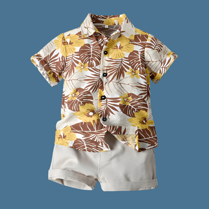 Dress your little one in style with our Summer Toddler Boys Hawaiian Shirt & Matching Shorts set!