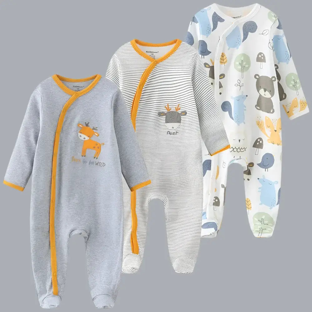 Snuggle up in style with our Autumn Newborn Footed Sleepers! Made with soft, breathable cotton.