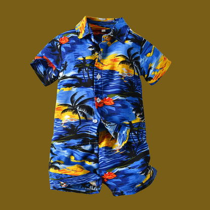 Dress your little one in style with our Summer Toddler Boys Hawaiian Shirt & Matching Shorts set!