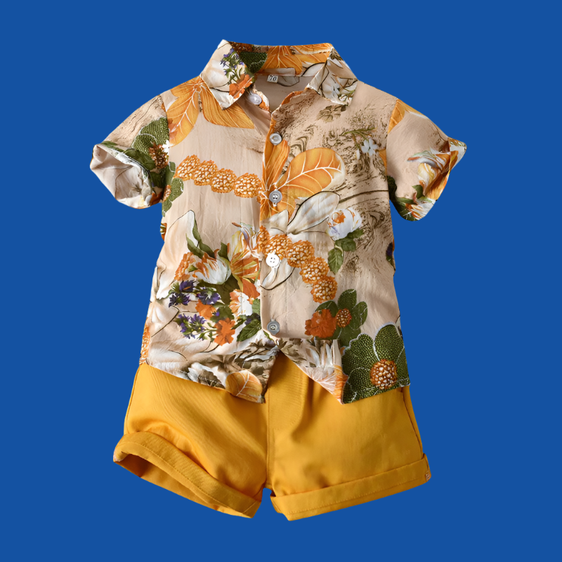 Dress your little one in style with our Summer Toddler Boys Hawaiian Shirt & Matching Shorts set!