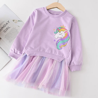 Your little princess will look enchanting in this Toddler Girls Unicorn Princess Dress!