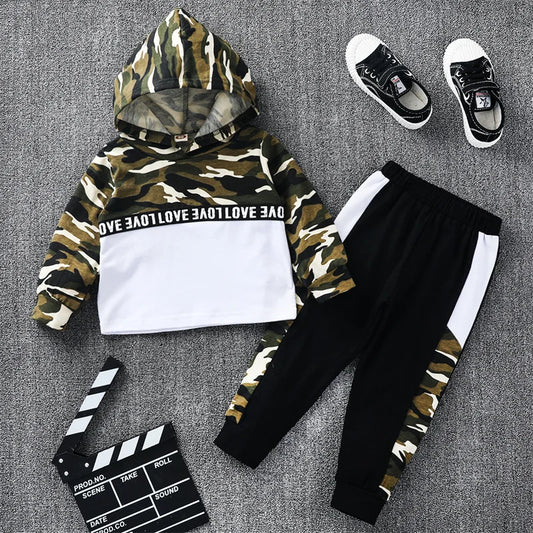 Get your little one ready for outdoor adventures with our Boy Cotton Camouflage Tracksuit!