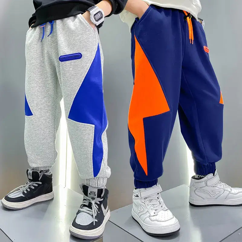 Get your little lightning bolt ready with these Boys Autumn Loose Fitting Lighting Design Sport Pants!