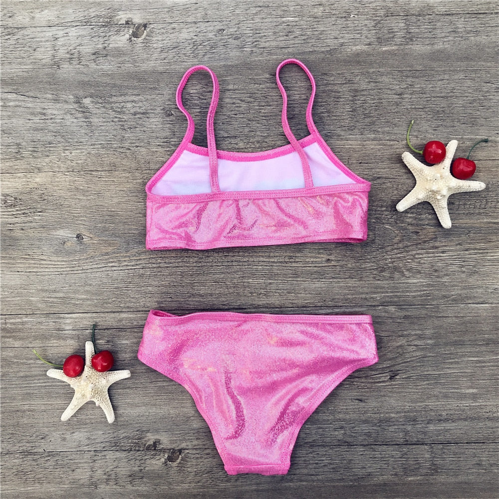Girls Sequined 2PC Swimsuit Set