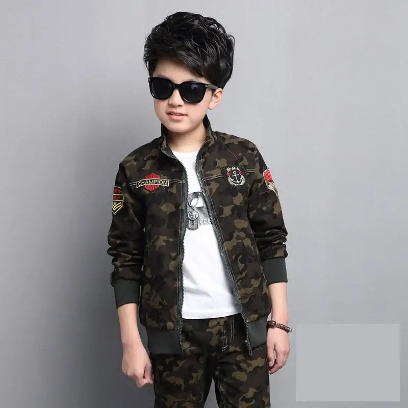 Boys Autumn Camouflage Long-Sleeve Jacket + Pants