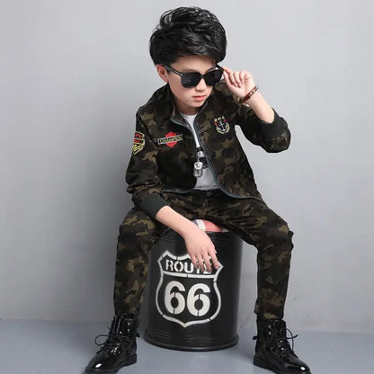 Boys Autumn Camouflage Long-Sleeve Jacket + Pants