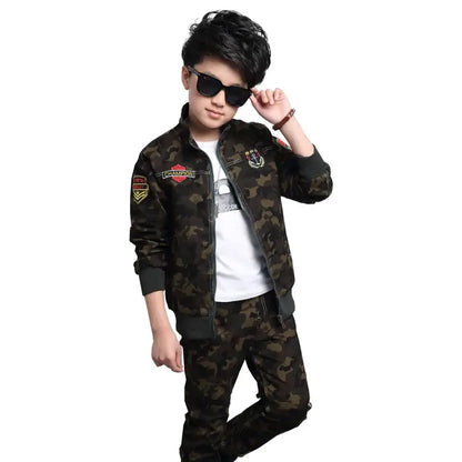 Boys Autumn Camouflage Long-Sleeve Jacket + Pants