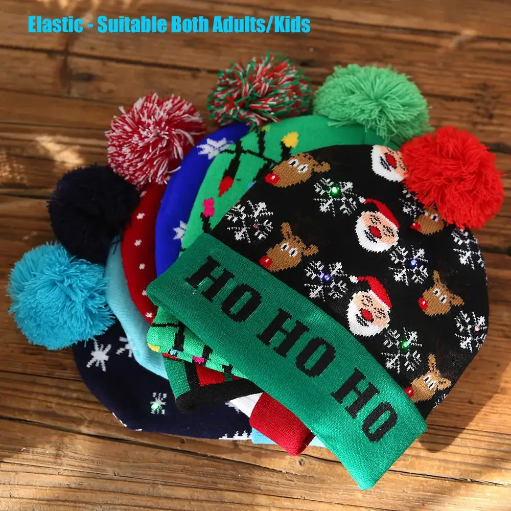 Have a holly, jolly Christmas with our Creative Flashing Led Christmas Winter Warm Knitted Cap!