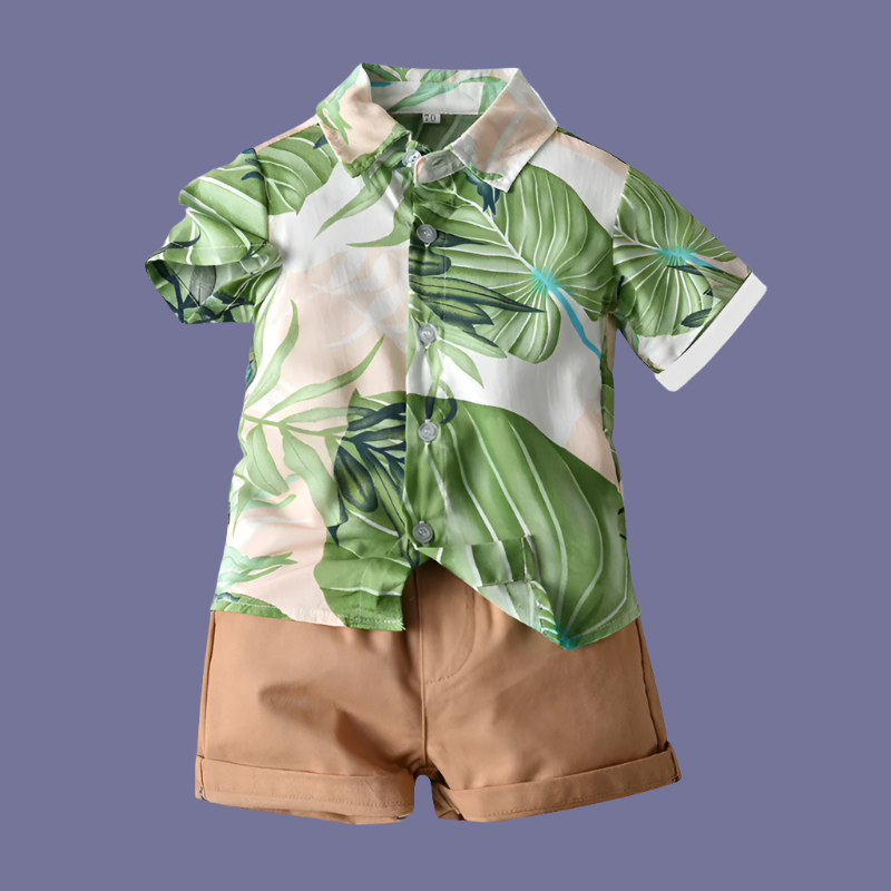 Dress your little one in style with our Summer Toddler Boys Hawaiian Shirt & Matching Shorts set!