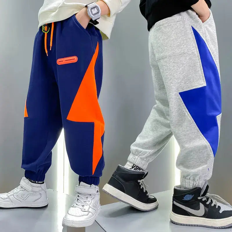 Get your little lightning bolt ready with these Boys Autumn Loose Fitting Lighting Design Sport Pants!