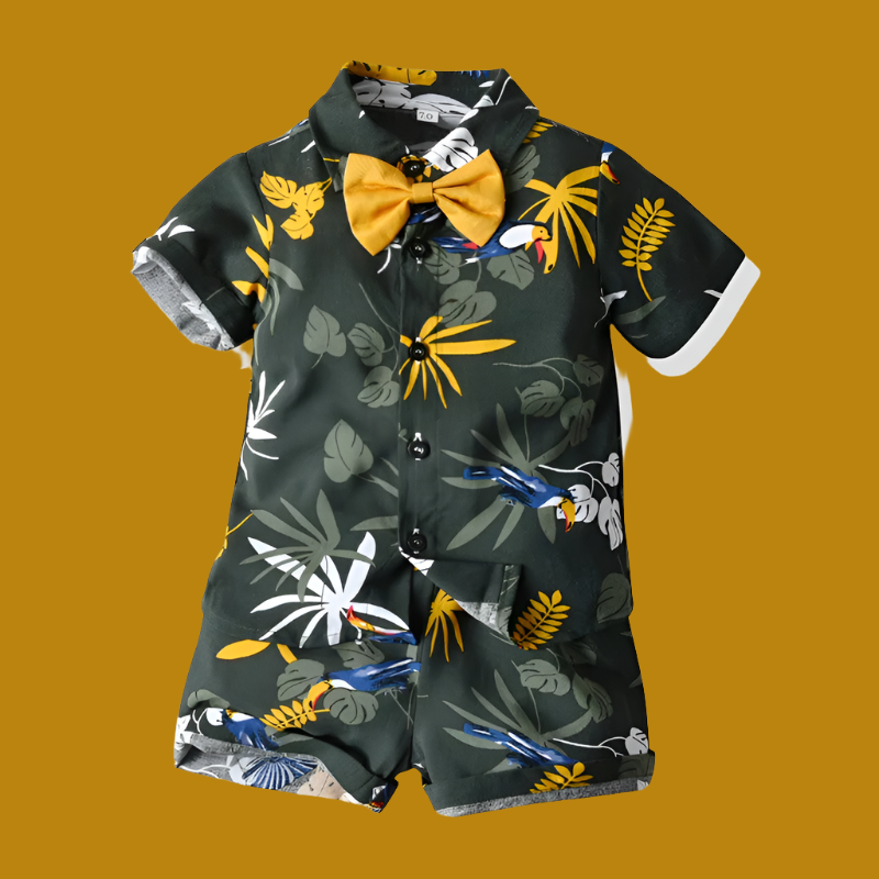 Dress your little one in style with our Summer Toddler Boys Hawaiian Shirt & Matching Shorts set!