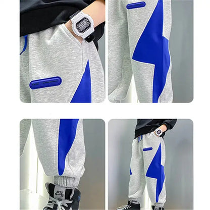 Get your little lightning bolt ready with these Boys Autumn Loose Fitting Lighting Design Sport Pants!