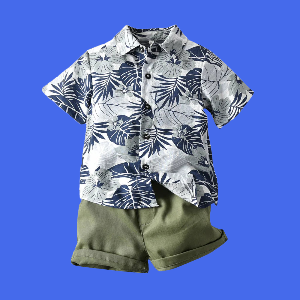 Summer Toddler Boys Hawaiian Shirt & Matching Shorts