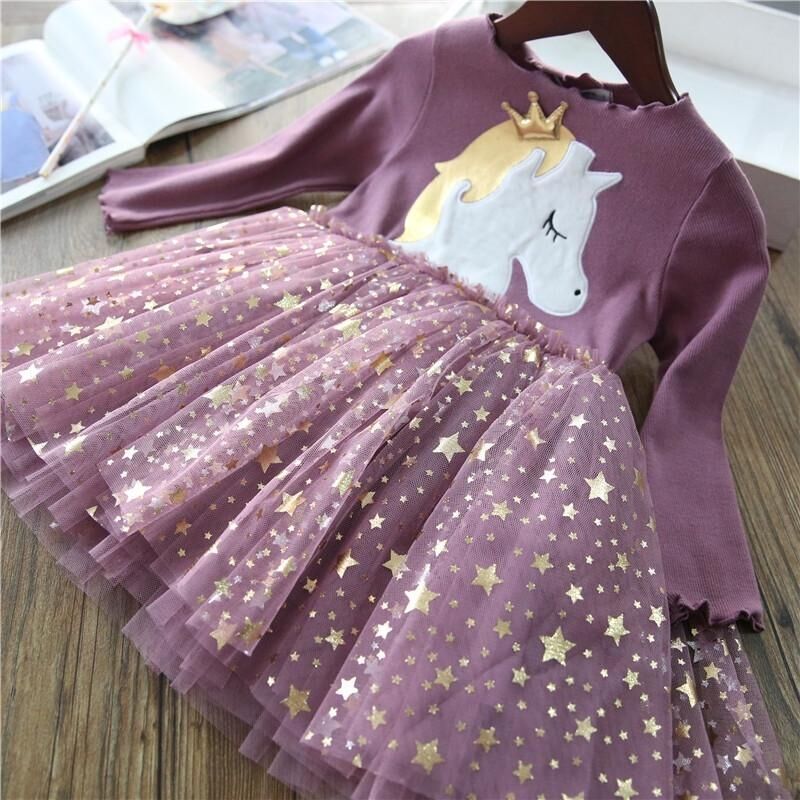 Your little princess will look enchanting in this Toddler Girls Unicorn Princess Dress!