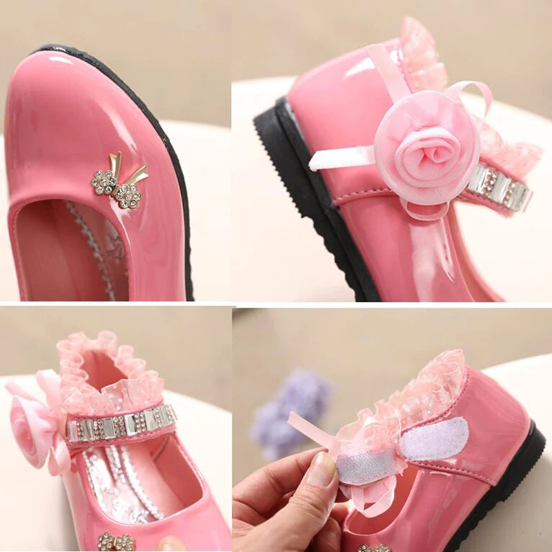 Summer Girls Cute Bowknot Rhinestone Dress Shoes