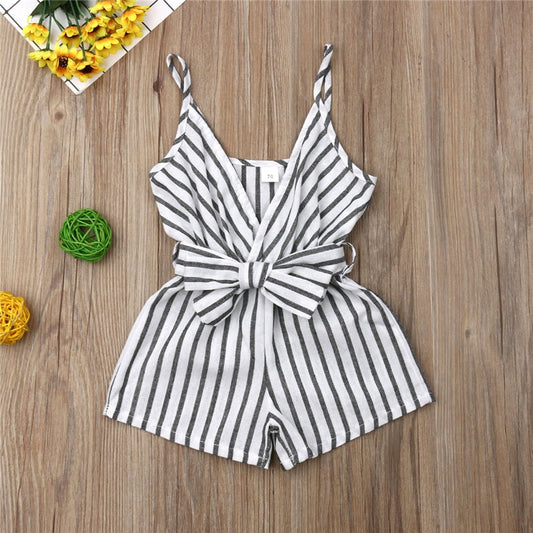 This Newborn Girls Striped Casual Romper is the perfect way to dress your little girl in style!