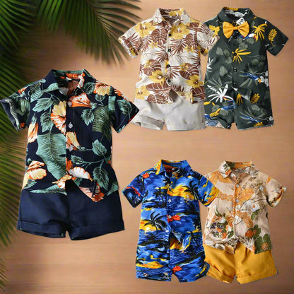 Dress your little one in style with our Summer Toddler Boys Hawaiian Shirt & Matching Shorts set!