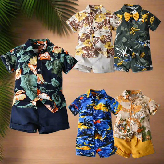 Summer Toddler Boys Hawaiian Shirt & Matching Shorts
