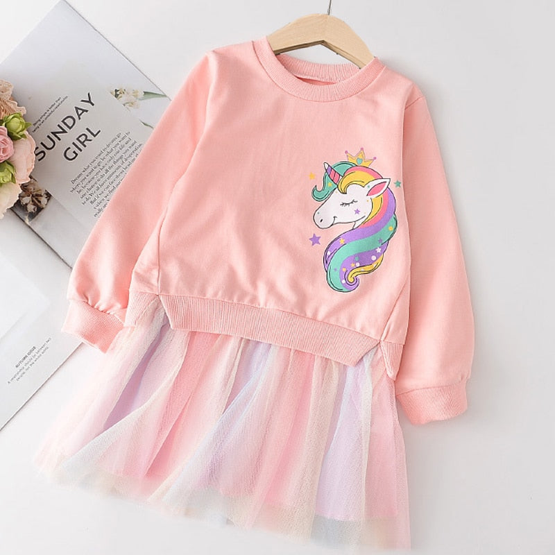 Your little princess will look enchanting in this Toddler Girls Unicorn Princess Dress!