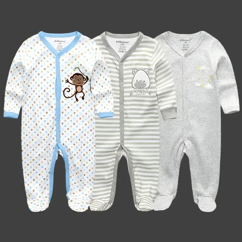 Snuggle up in style with our Autumn Newborn Footed Sleepers! Made with soft, breathable cotton.