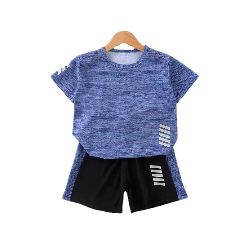 Summer Boys Side Striped Quick Dry T-Shirt & Matching Shorts