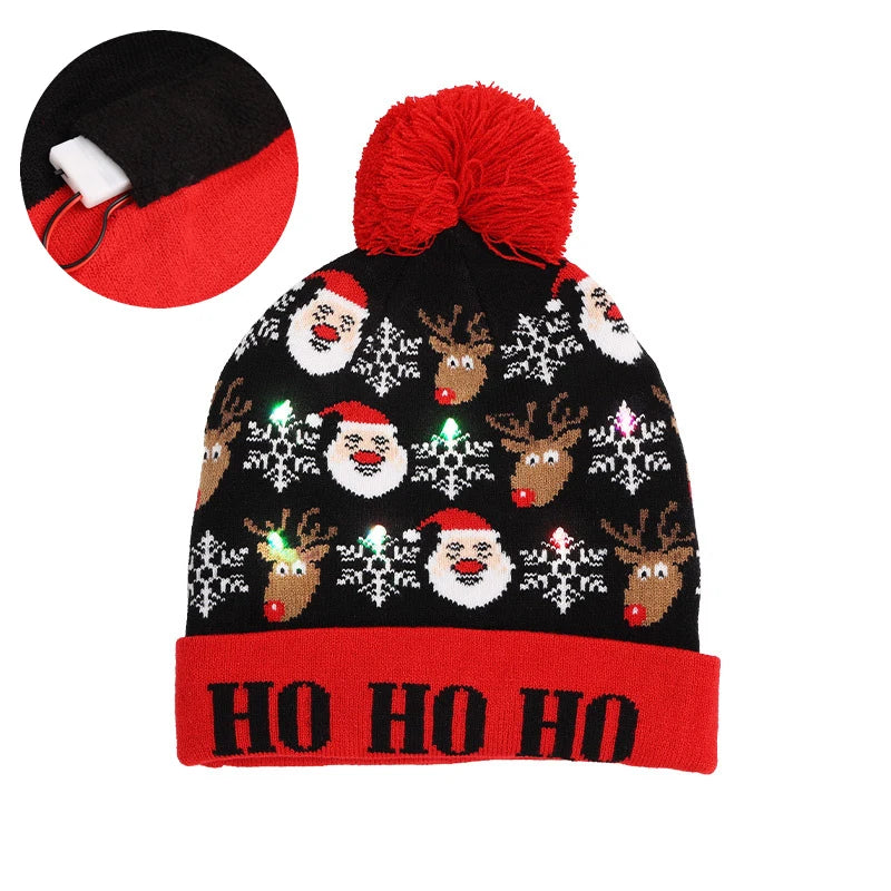 Have a holly, jolly Christmas with our Creative Flashing Led Christmas Winter Warm Knitted Cap!