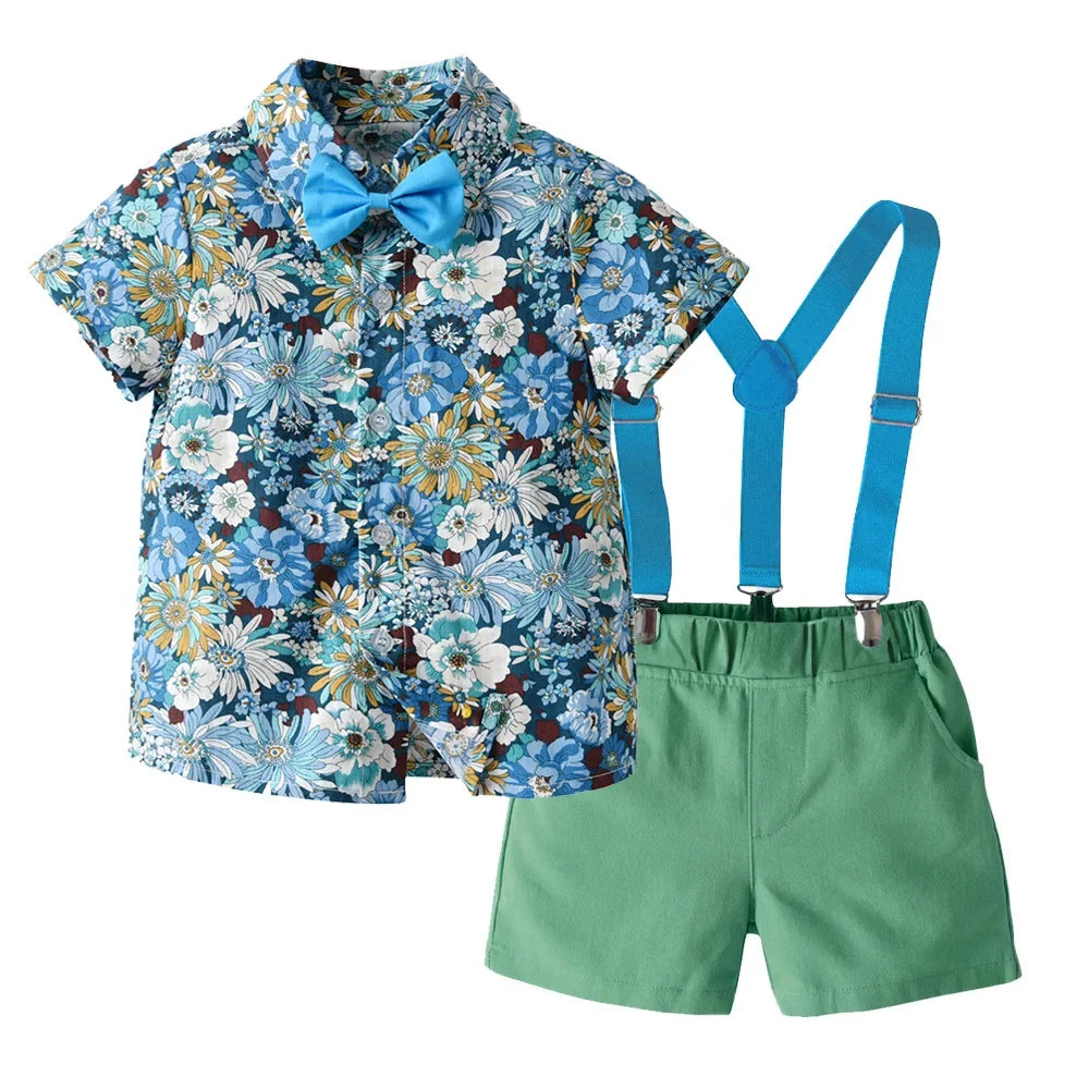 Get ready for summer with our Toddler Boys Summer Cotton Gentlemens Short Outfits!