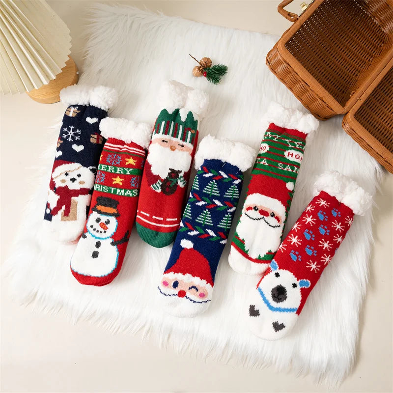 Stay cozy this holiday season with our Winter Kids Cartoon Cotton Thermal Non-Slip Christmas Socks!