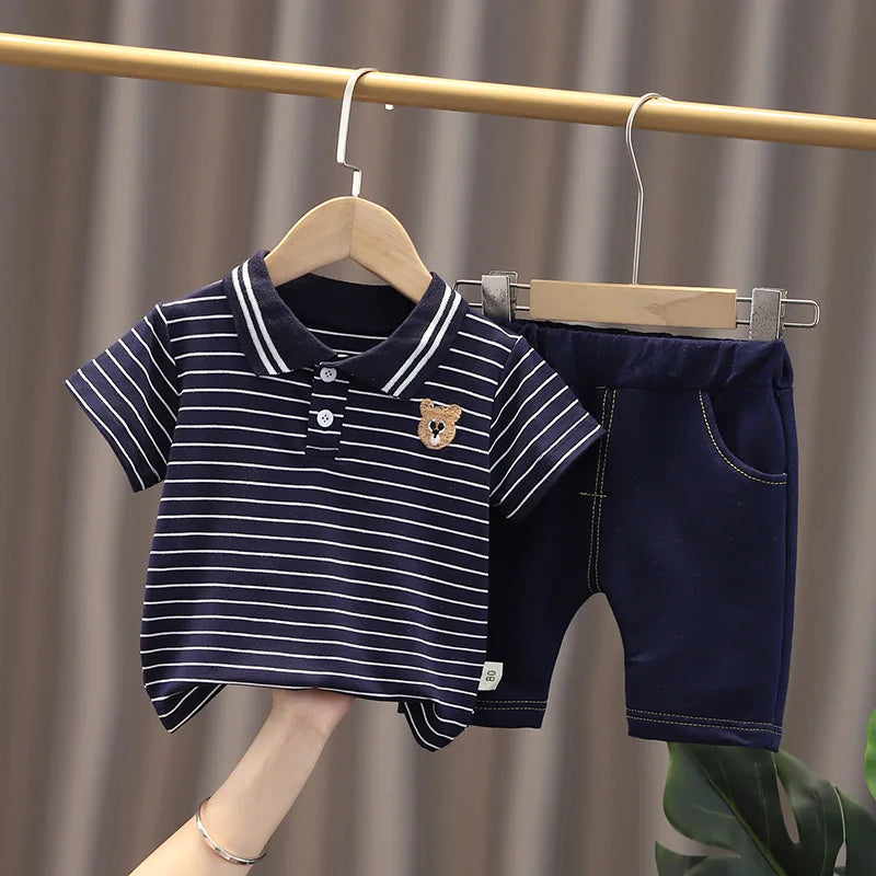 Summer Toddler Boys Polo Shirt & Shorts 2PC Set