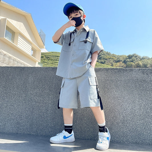 Boys Striped Shirt+Shorts 2PC Set